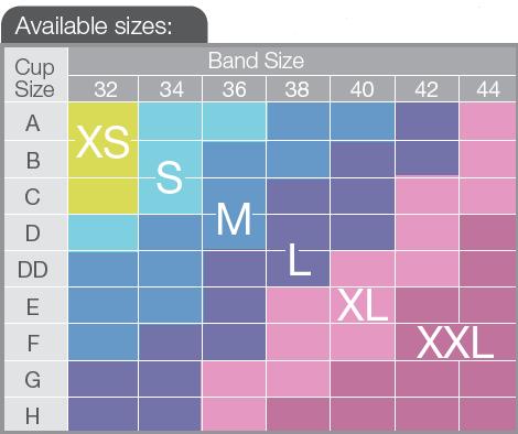 Size Chart for Medela Easy Expressions Bustier- 2-Pack